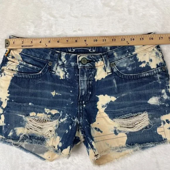 Robins Jean Shorts Womens Size 30 Blue Distressed Gypsy Jeweled Raw Hem Cut Off - Picture 5 of 15